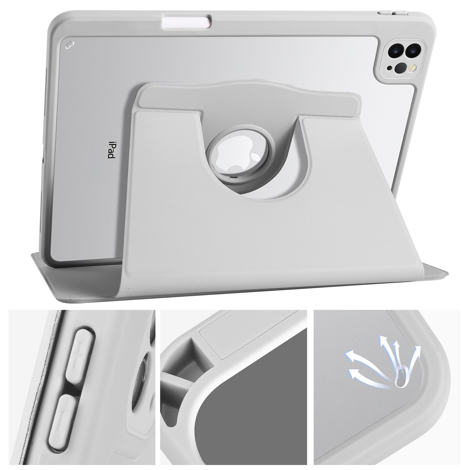 For iPad Pro 11 (2020) (2021) (2022) iPad Air (2020) (2022) Rotary Kickstand Tablet Case PU Leather Acrylic Protective Cover For iPad Pro 11 (2020) (2021) (2022) iPad Air (2020) (2022) Rotary Kickstand Tablet Case PU Leather Acrylic Protective Cover